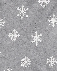 Girls Snowflake Print Cotton Long-Sleeve Dress - Grey