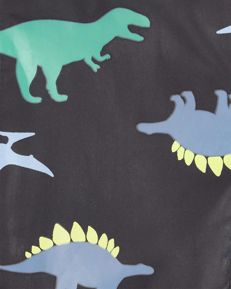 Toddler Boy Dinosaur Color Changing Rain Jacket - Grey