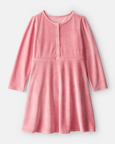 Girls Cozy Rib Dress - Pink
