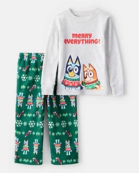 Toddler Bluey™ Cotton Long-Sleeve Loose Fit 2-Piece Pajamas - Grey/Green