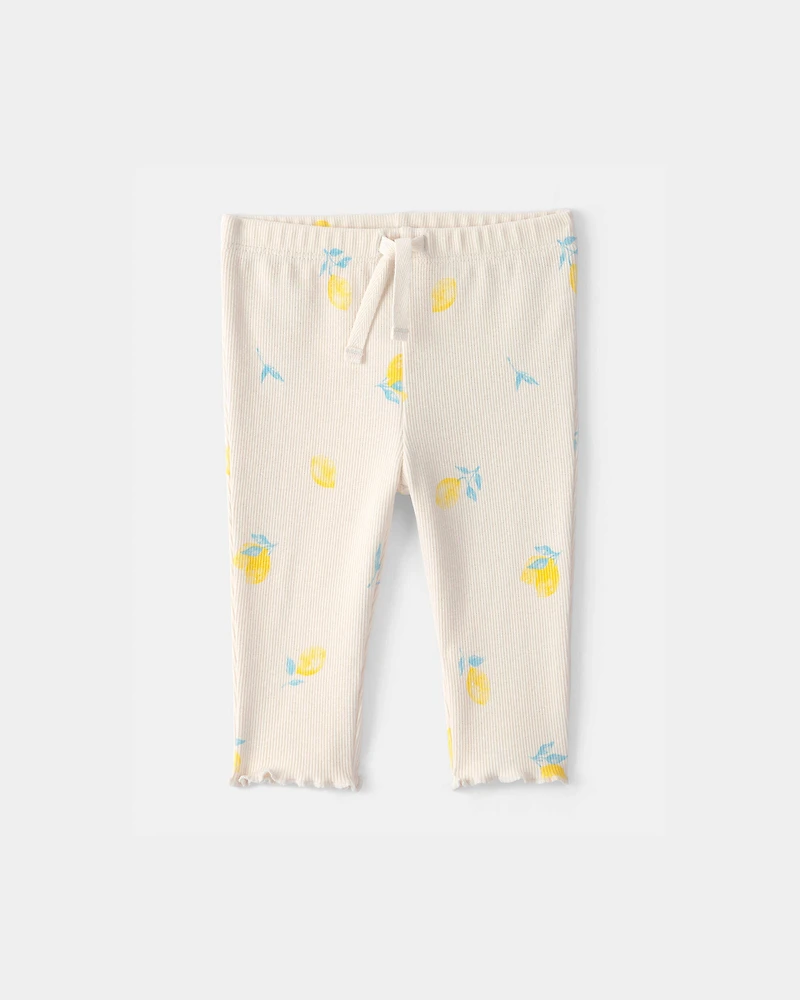 Baby Girl Lemon Rib Pants - Ivory