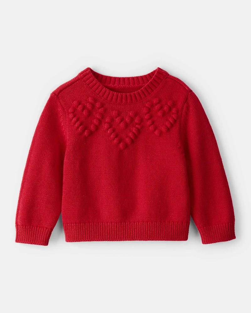 Baby Girl Heart Long-Sleeve Sweater - Red