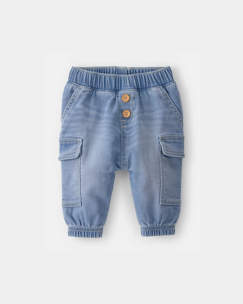 Baby Boy Denim Cargo Pocket Jogger - Light Wash