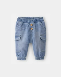 Baby Boy Denim Cargo Pocket Jogger - Light Wash