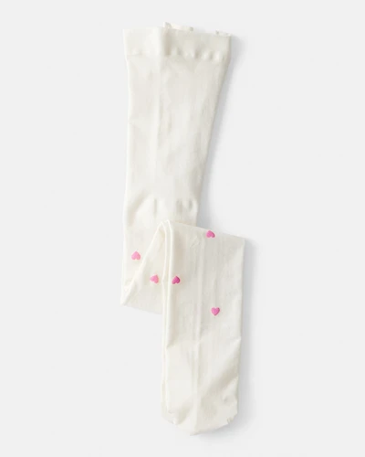 Toddler Girl Heart Tights - Pink/White