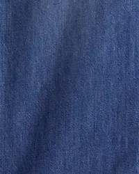 Kid  High Rise Cargo Denim Jeans - Blue Wash