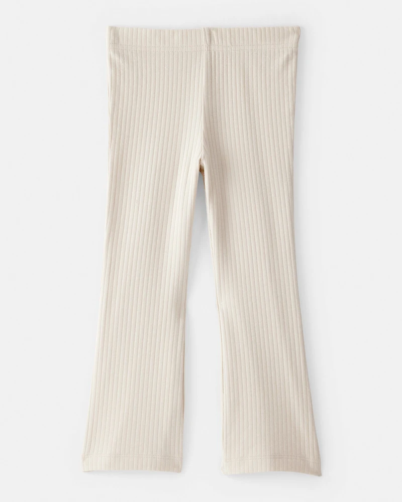 Toddler Girl Rib Pull-On Stretch Flare Leggings - Cream