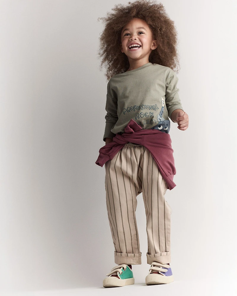 Toddler 'Rock Collector' Long-Sleeve Relaxed Graphic Tee - Olive