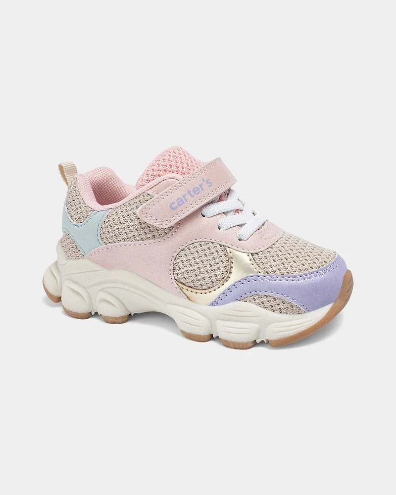 Toddler Girl Pastel Chunky Sneakers - Pink/Beige/Purple