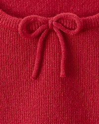 Girls Bow Long-Sleeve Sweater - Red