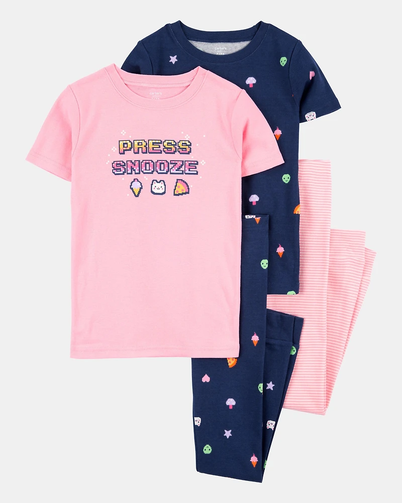 Kid 4-Piece Gamer Cotton Pajamas