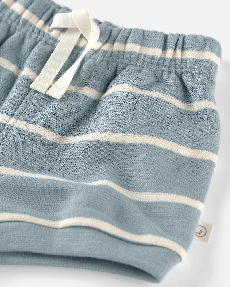 Baby 2-Piece Organic Cotton Top & Short Set in Stripes