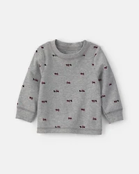 Baby Boy 2-Piece Holiday Corduroy Long-Sleeve Overall Set - Burgundy/Grey
