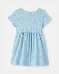 Baby Girl Floral Ladybug Short-Sleeve Dress - Blue