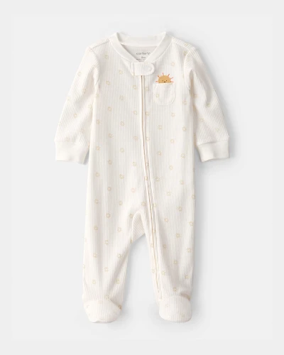 Baby Sunshine 2-Way Zip Sleep & Play Pajama - White