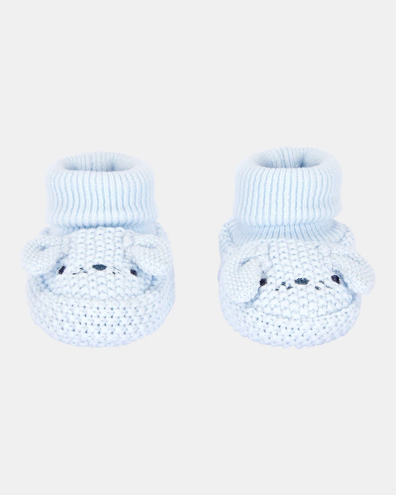 Baby Boy Puppy Crochet Booties - Blue