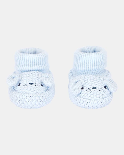 Baby Boy Puppy Crochet Booties - Blue