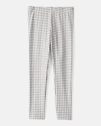 Girls Plaid Cotton Pull-On Stretch Leggings - Grey