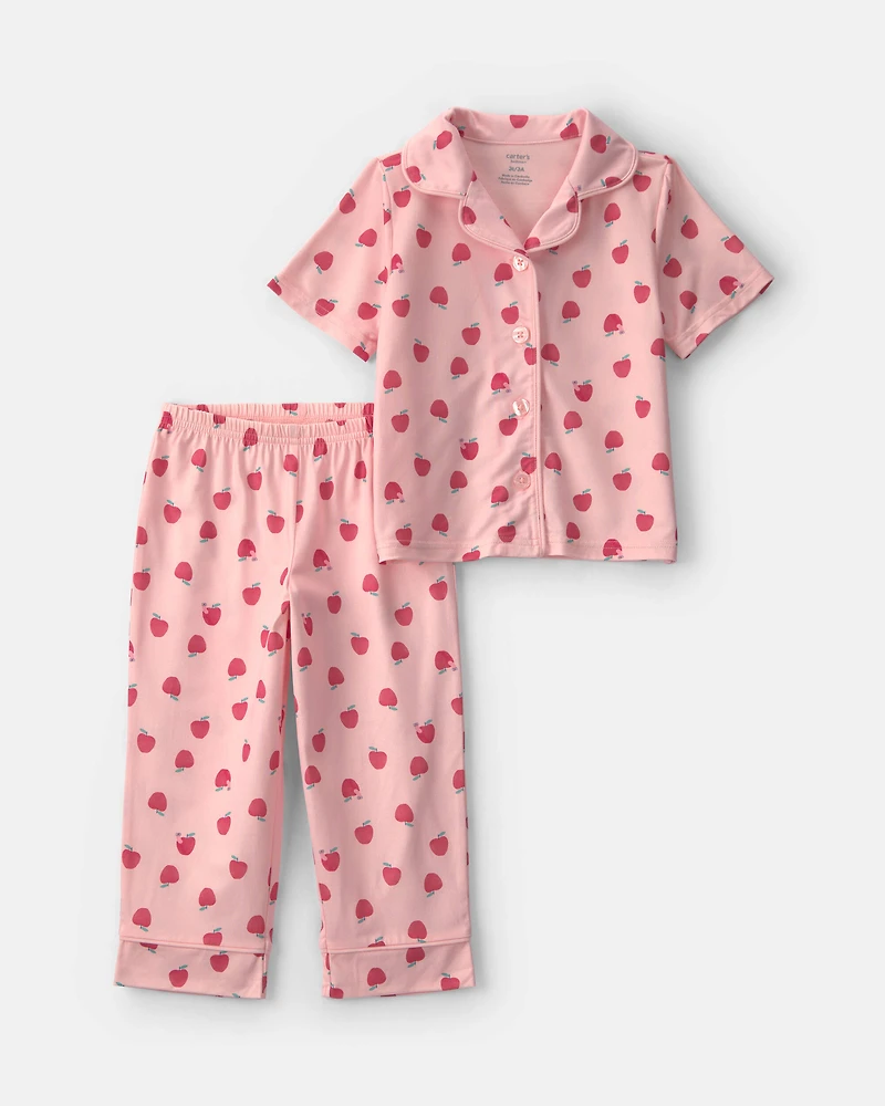 Toddler Girl Apple Short-Sleeve 2-Piece Pajama Set - Pink