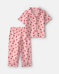 Toddler Girl Apple Short-Sleeve 2-Piece Pajama Set - Pink
