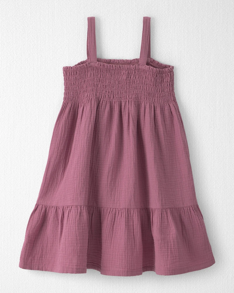 Girls Organic Cotton Smocked Gauze Dress