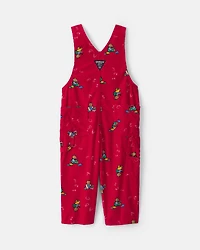 Toddler Bear Corduroy Overalls - Red