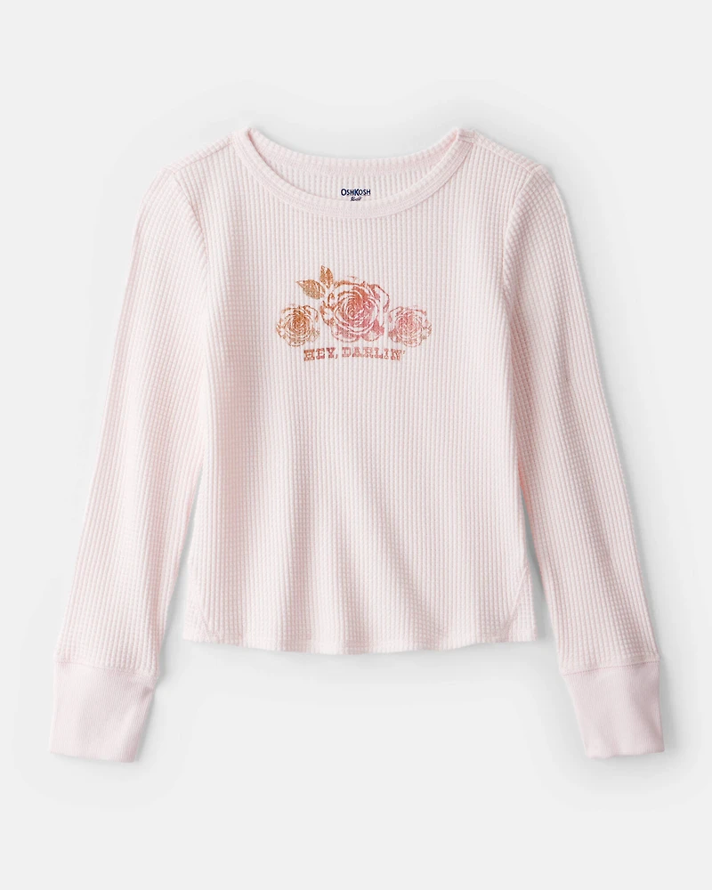 Girls Hey Darling Long-Sleeve Graphic Tee - Pink