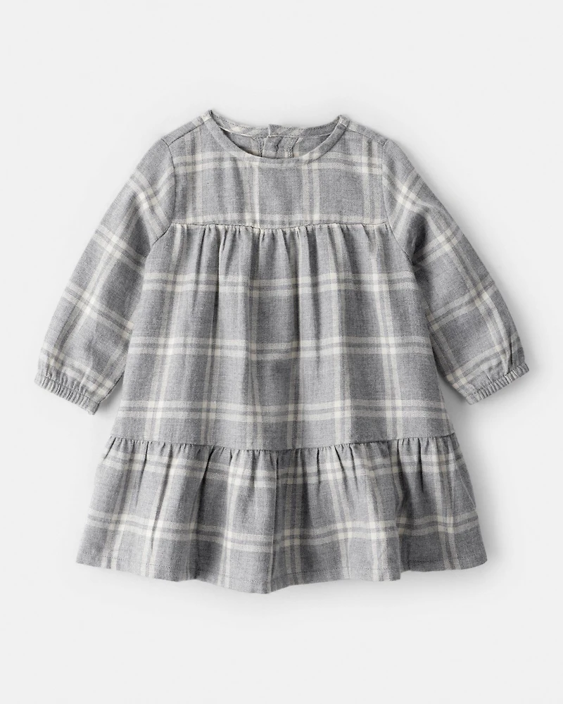 Baby Girl 2-Piece Plaid Sherpa Vest & Dress Set
