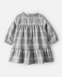 Baby Girl 2-Piece Plaid Sherpa Vest & Dress Set