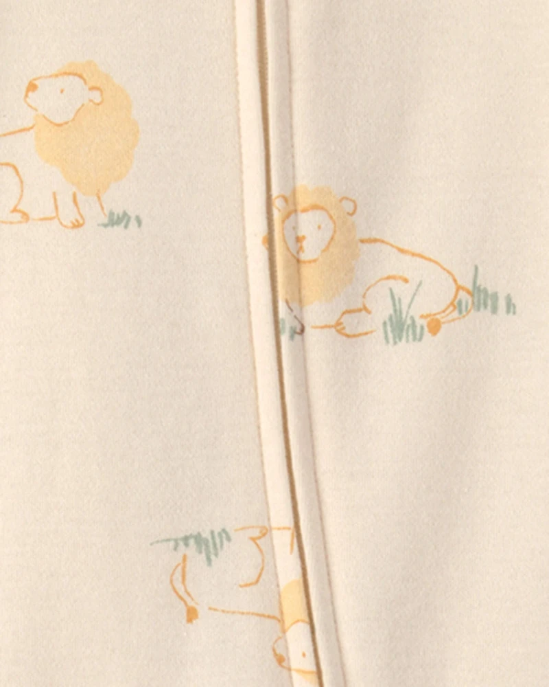 Baby Lion 100% Cotton 2-Way Zip Sleep & Play Pajamas - Ivory
