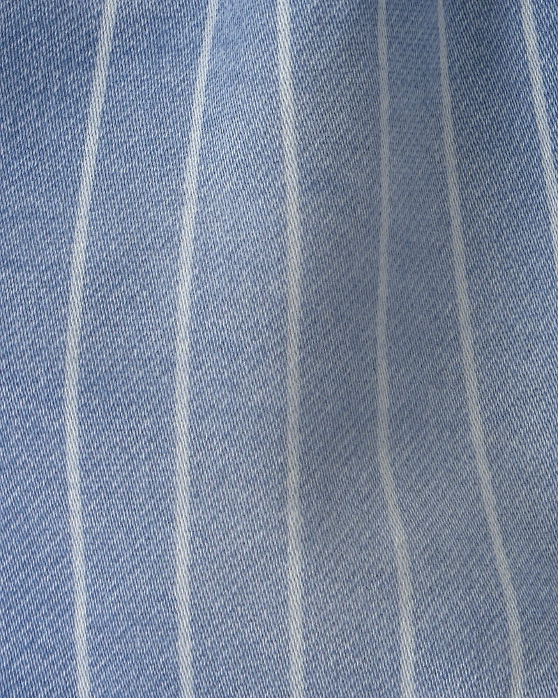 Baby Boy Striped Denim Drawstring Shorts - Medium Blue