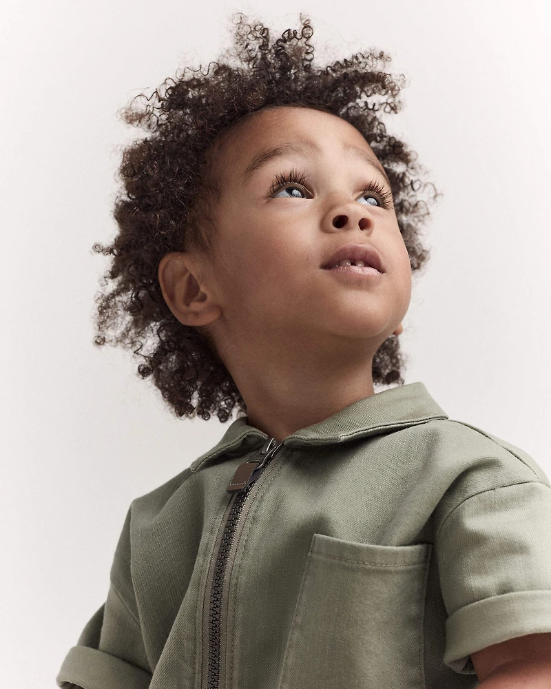 Toddler Day Out™ Cropped Jumpsuit - Olive