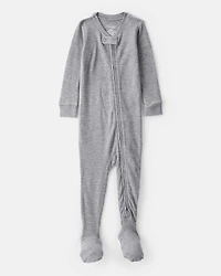 Baby Boy PurelySoft Long-Sleeve 2-Way Zip 1-Piece Pajamas - Grey