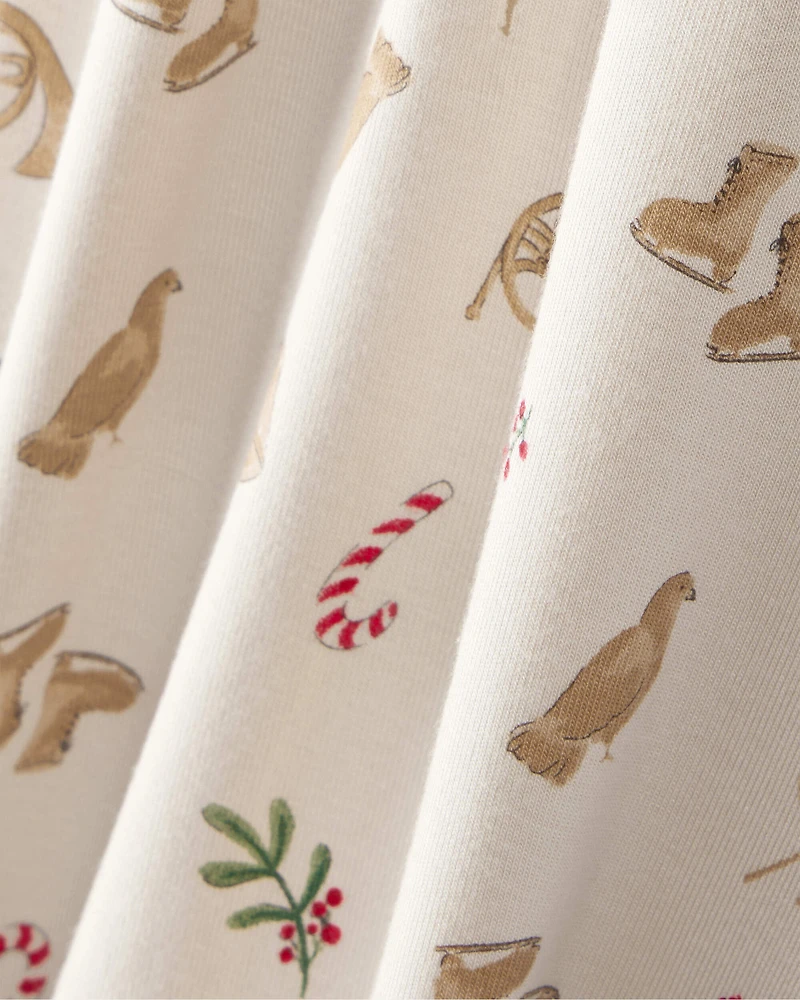 Toddler Festive Holiday PurelySoft Snug Fit 2-Piece Pajamas - Cream