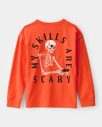 Kid Halloween Video Game Long-Sleeve Graphic Tee - Orange