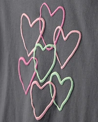 Girls Heart Graphic Tee - Grey