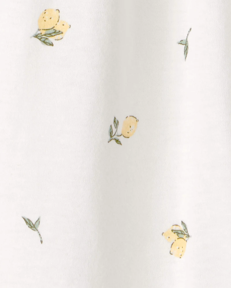 Baby Girl Ruffle-Sleeve Lemon Jumpsuit - Ivory