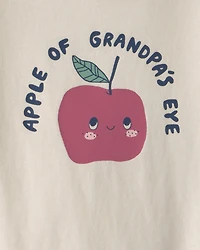 Baby 'Apple Of Grandpa's Eye' Apple Long-Sleeve Graphic Bodysuit - Cream