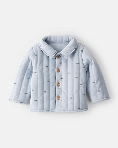 Baby Boy Dinosaur Quilted Cardigan - Blue