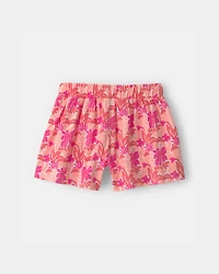 Girls Tropical Floral Gauze Shorts - Pink
