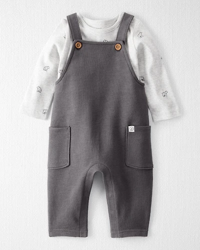 Baby 2-Piece Organic Cotton Overall Set in Bear Print