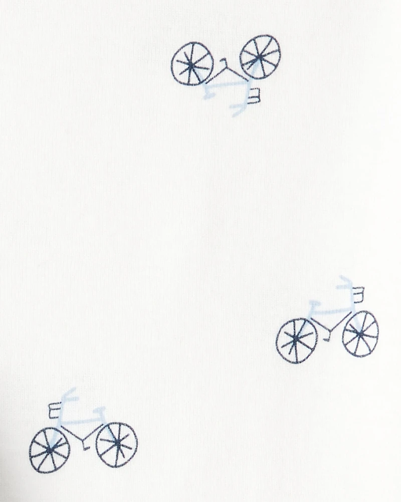 Baby Boy 3-Piece Bicycle Quilted Jacket Outfit Set - Navy