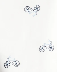 Baby Boy 3-Piece Bicycle Quilted Jacket Outfit Set - Navy