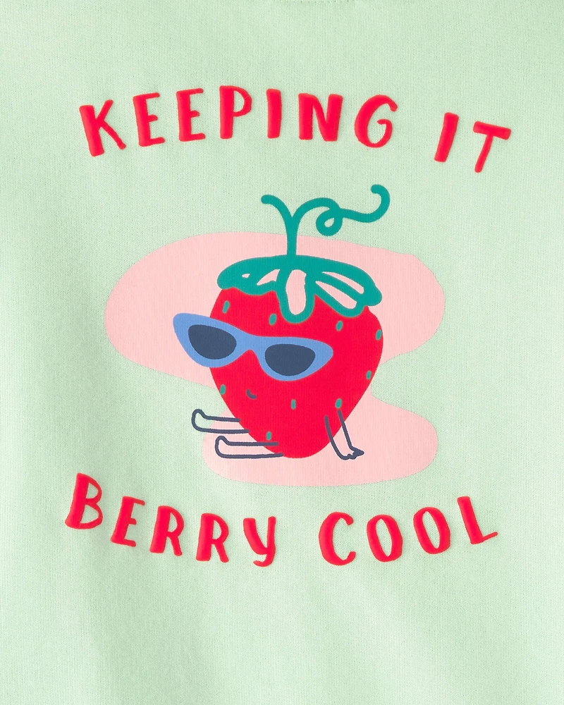 Toddler Girl Strawberry French Terry Pullover Sweatshirt - Green