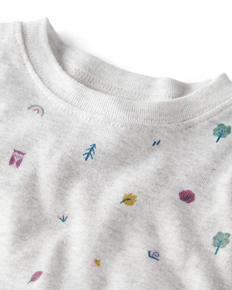 Baby Girl Organic Cotton Pajamas in Nature Icon Print