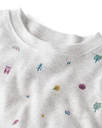 Baby Girl Organic Cotton Pajamas in Nature Icon Print