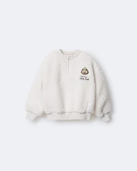 Toddler 'Let's Have Fun'  Sherpa Quarter-Zip Sweatshirt - Cream
