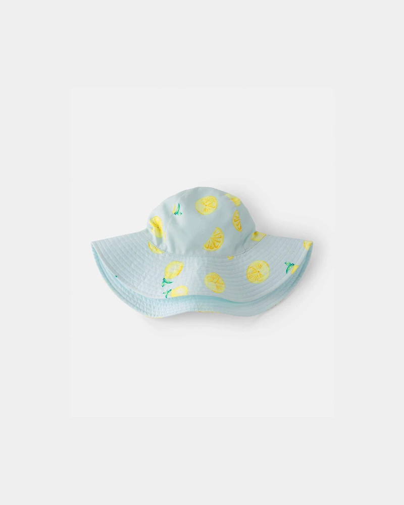 Toddler Girl Reversible Lemon Swim Hat - Blue