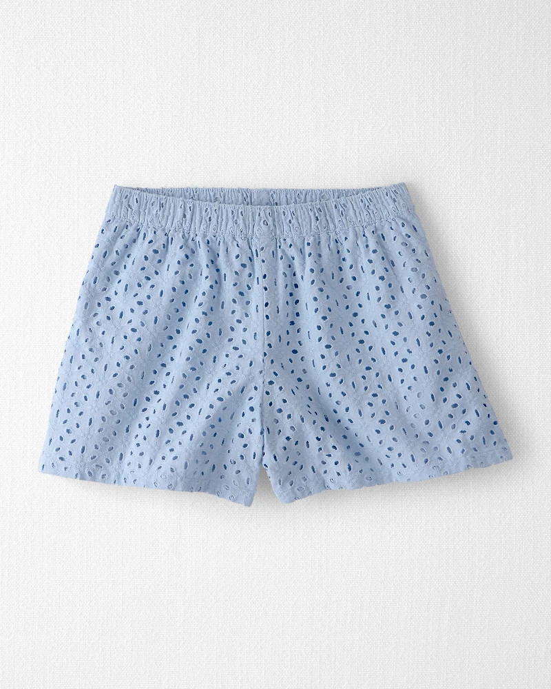 Girls 2-Piece Organic Cotton Eyelet Top & Short Set