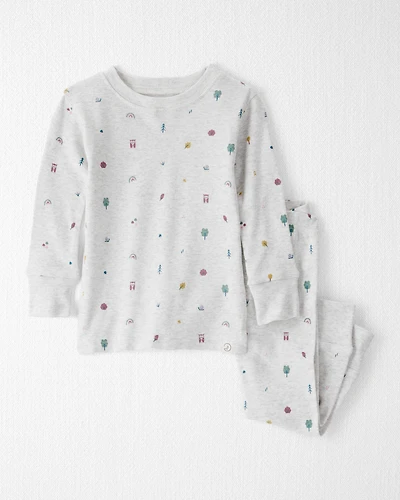 Baby Girl Organic Cotton Pajamas in Nature Icon Print